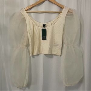 Wild fable Clear bubble sleeve crop top size medium